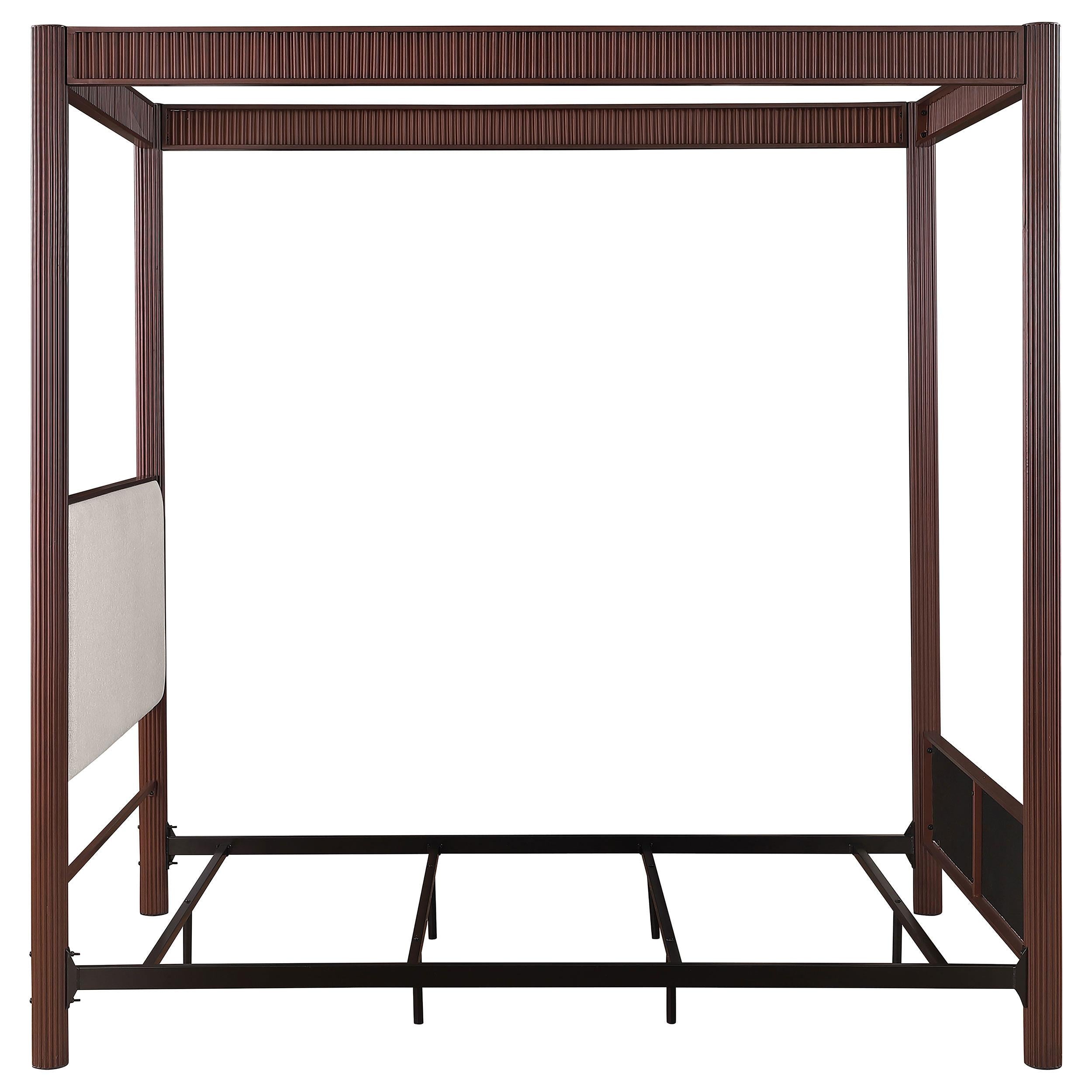 Reina Coaster Zimmerleee Rust Brown 89-inch Metal Queen Canopy Bed