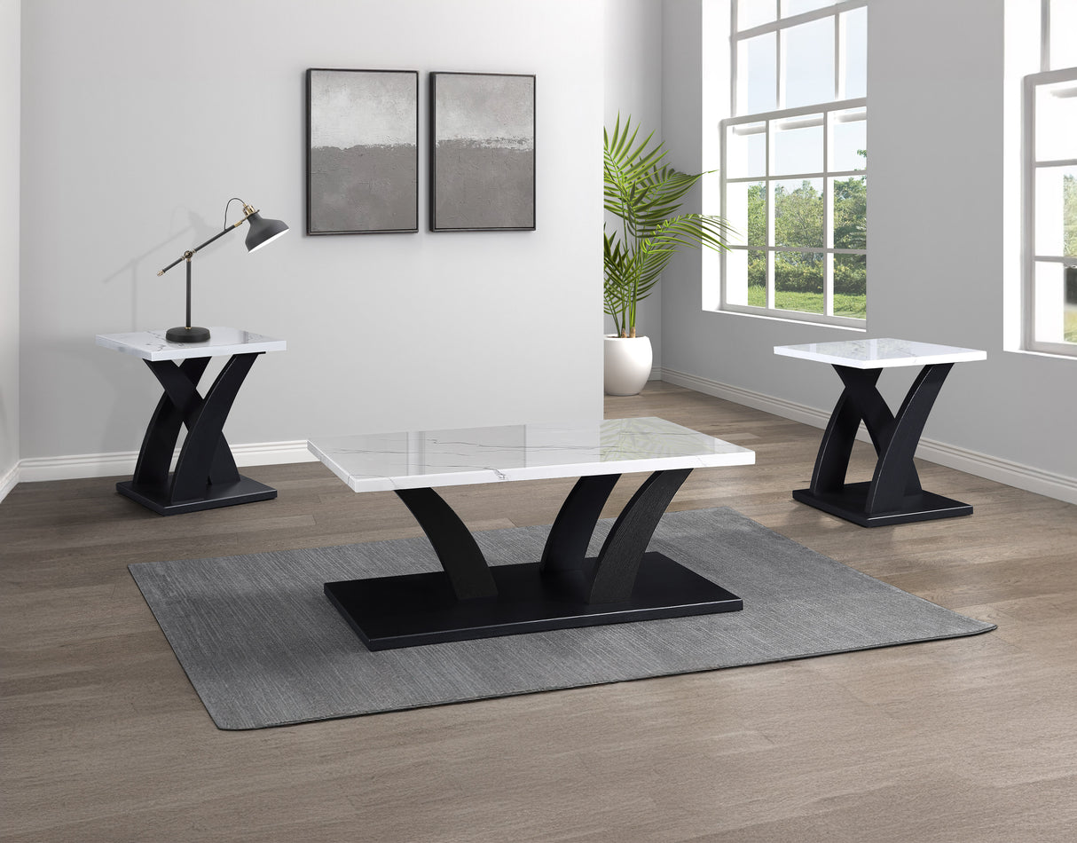 Zion White/Black 3-Piece Cocktail Set from Crown Mark - Luna Furniture