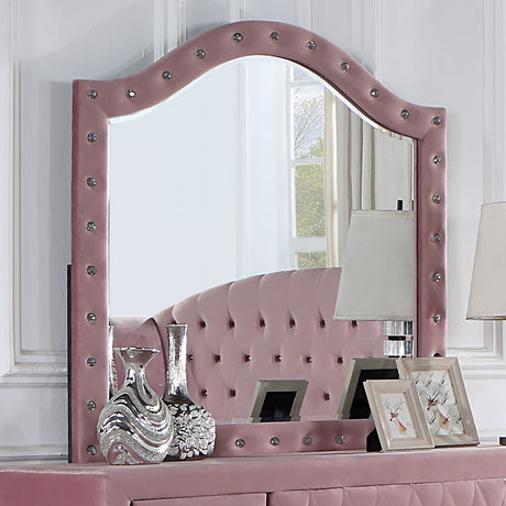 Zohar Pink Mirror (Mirror Only) from Furniture of America - Luna Furniture
