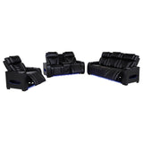 Zuma Black 3-Piece Faux Leather Dual Power LED Living Room Set from Coaster - Luna Furniture