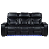 Zuma Black Faux Leather Dual Power Reclining LED Sofa from Coaster - Luna Furniture