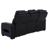 Zuma Black Faux Leather Dual Power Reclining LED Sofa from Coaster - Luna Furniture