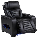 Zuma Black Faux Leather Upholstered Dual Power LED Recliner from Coaster - Luna Furniture