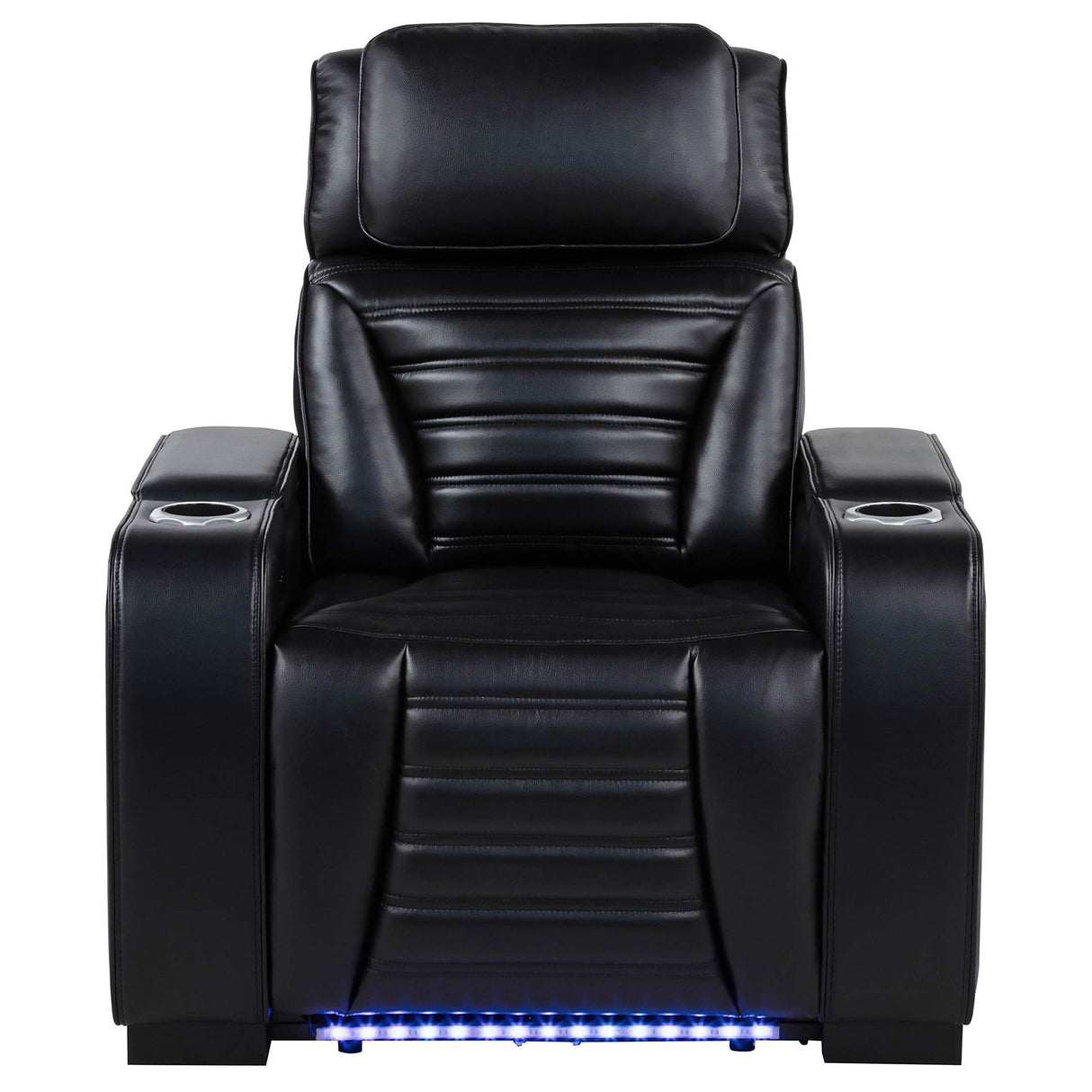 Zuma Black Faux Leather Upholstered Dual Power LED Recliner from Coaster - Luna Furniture