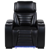 Zuma Black Faux Leather Upholstered Dual Power LED Recliner from Coaster - Luna Furniture