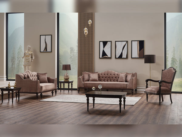 Zumrut 3-pieces (Sofa & Loveseat & Chair) Livingroom Set in Light Brown