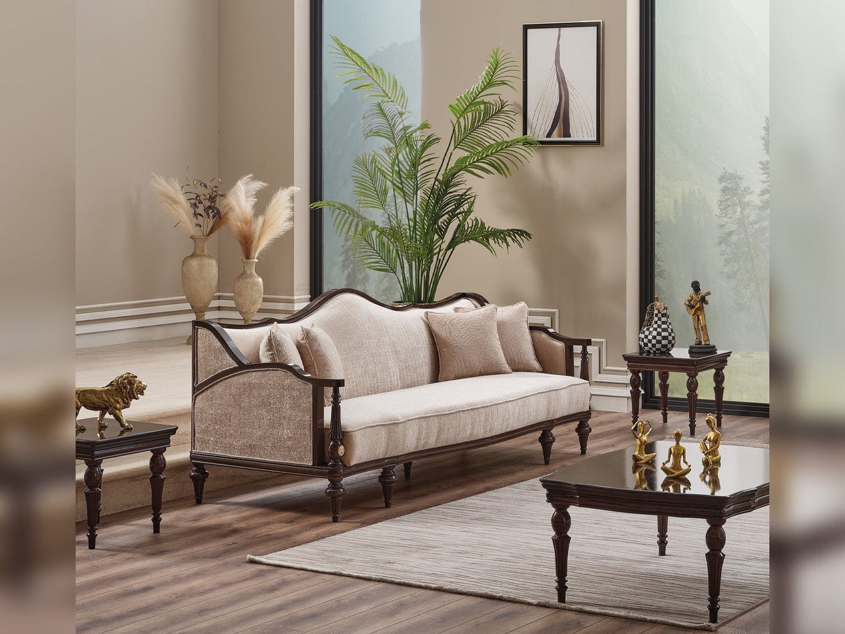 Zumrut Lux Stationary Sofa in Beige from Furnia - Luna Furniture