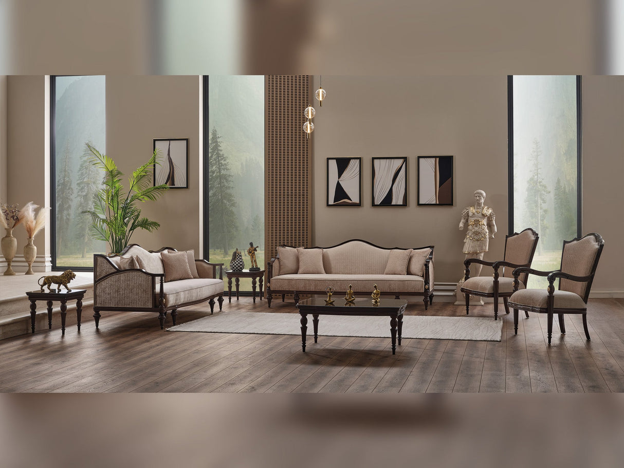 Zumrut Lux Stationary Sofa in Beige from Furnia - Luna Furniture