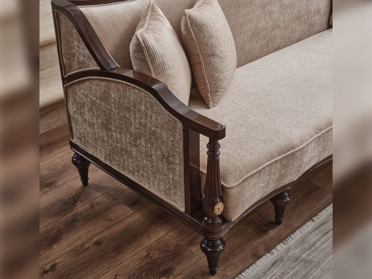 Zumrut Lux 3-pieces (Sofa & Loveseat & Chair) Livingroom Set in Beige from Furnia - Luna Furniture