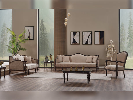 Zumrut Lux 3-pieces (Sofa & Loveseat & Chair) Livingroom Set in Beige from Furnia - Luna Furniture