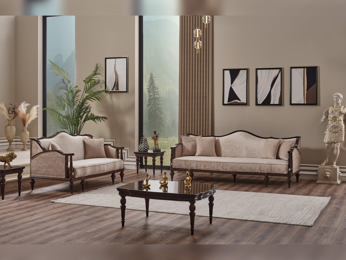 Zumrut Lux 3-pieces (Sofa & Loveseat & Chair) Livingroom Set in Beige from Furnia - Luna Furniture