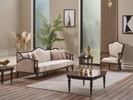 Zumrut Lux Stationary Sofa in Beige from Furnia - Luna Furniture