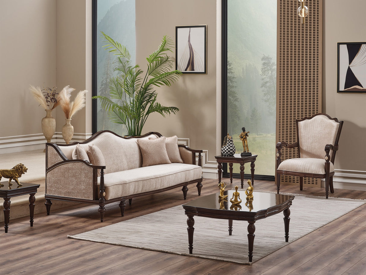 Zumrut Lux Stationary Sofa in Beige from Furnia - Luna Furniture