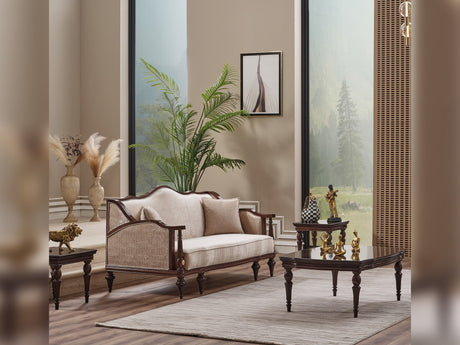 Zumrut Lux 3-pieces (Sofa & Loveseat & Chair) Livingroom Set in Beige from Furnia - Luna Furniture