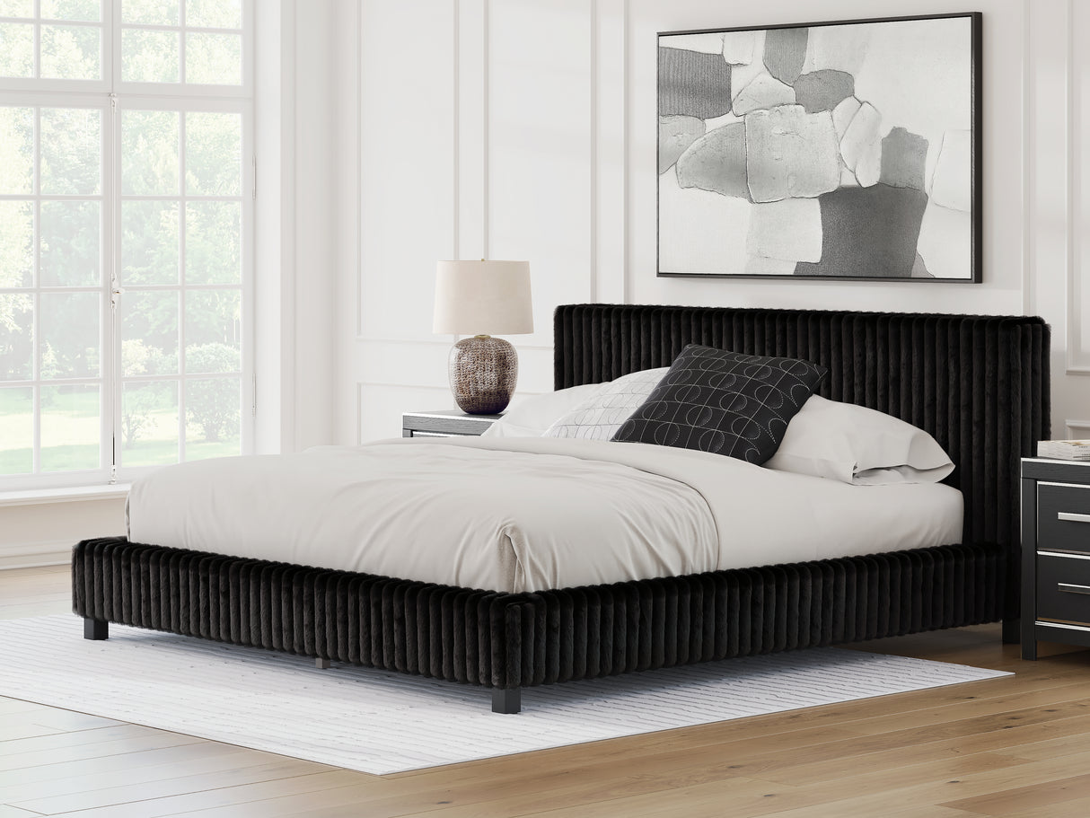 Zuraleus Black King Upholstered Bed from Ashley Furniture - Luna Furniture
