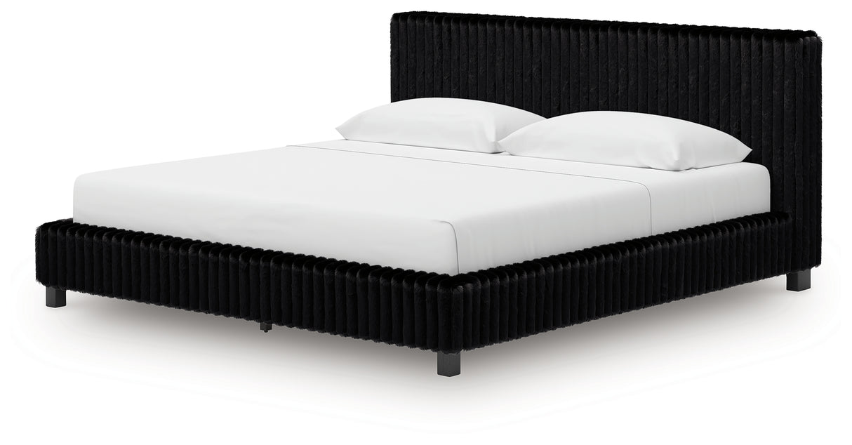 Zuraleus Black King Upholstered Bed from Ashley Furniture - Luna Furniture