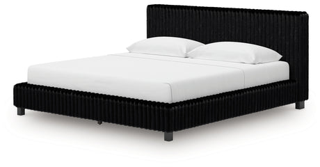 Zuraleus Black King Upholstered Bed from Ashley - Luna Furniture