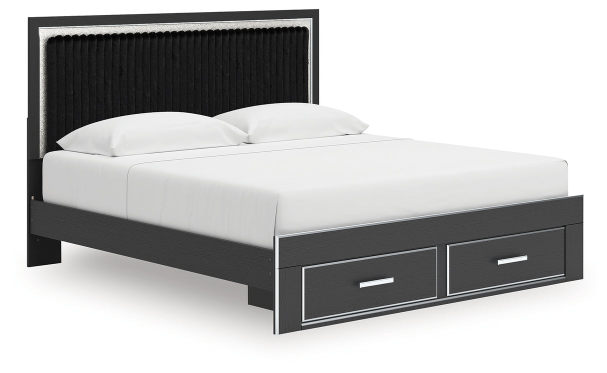 Zuraleus Black King Upholstered Panel Storage Bed from Ashley - Luna Furniture