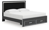 Zuraleus Black King Upholstered Panel Storage Bed from Ashley - Luna Furniture