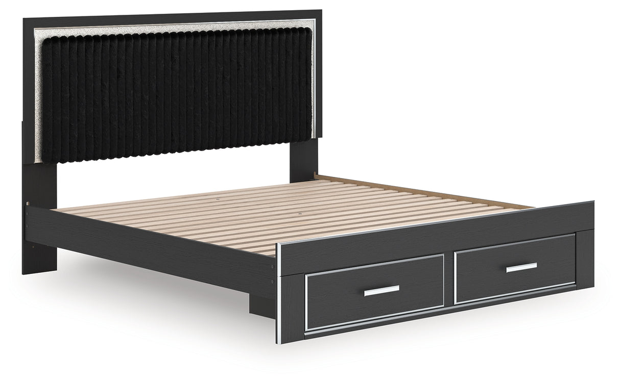Zuraleus Black King Upholstered Panel Storage Bed from Ashley - Luna Furniture