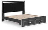 Zuraleus Black King Upholstered Panel Storage Bed from Ashley - Luna Furniture