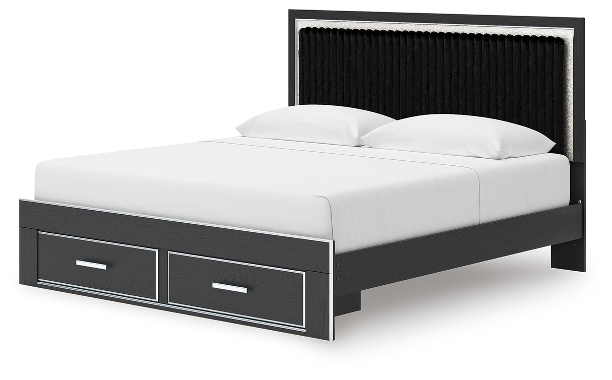 Zuraleus Black King Upholstered Panel Storage Bed from Ashley - Luna Furniture