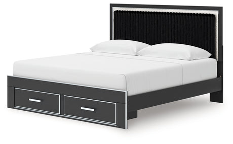 Zuraleus Black King Upholstered Panel Storage Bed from Ashley - Luna Furniture