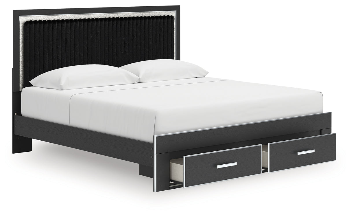 Zuraleus Black King Upholstered Panel Storage Bed from Ashley - Luna Furniture
