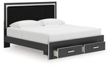Zuraleus Black King Upholstered Panel Storage Bed from Ashley - Luna Furniture