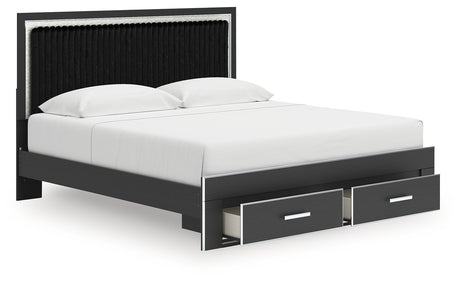 Zuraleus Black King Upholstered Panel Storage Bed from Ashley - Luna Furniture