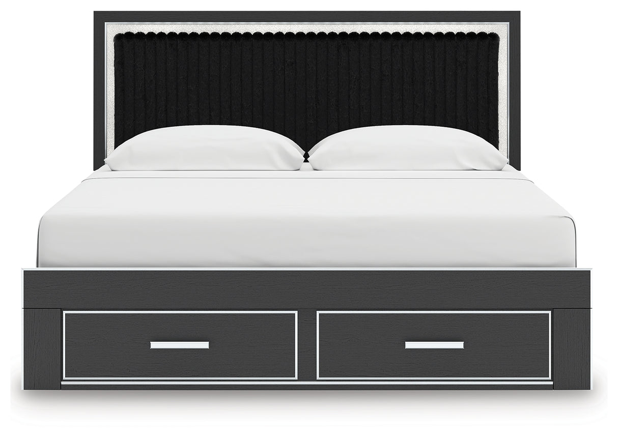 Zuraleus Black King Upholstered Panel Storage Bed from Ashley - Luna Furniture