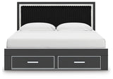 Zuraleus Black King Upholstered Panel Storage Bed from Ashley - Luna Furniture