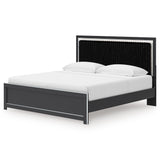 Zuraleus Black King Upholstered Platform Bed from Ashley Furniture - Luna Furniture
