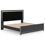 Zuraleus Black King Upholstered Platform Bed from Ashley Furniture - Luna Furniture