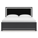 Zuraleus Black King Upholstered Platform Bed from Ashley Furniture - Luna Furniture
