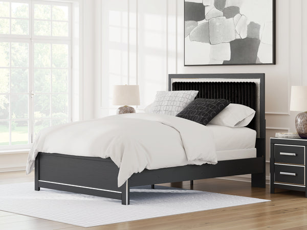 Zuraleus Black Queen Upholstered Panel Bed