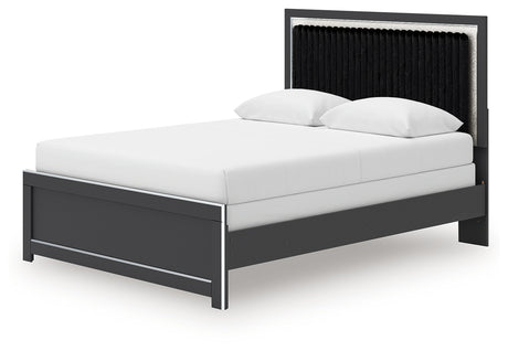 Zuraleus Black Queen Upholstered Panel Bed from Ashley - Luna Furniture