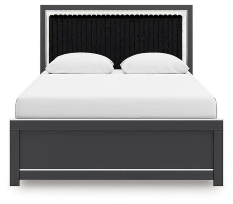 Zuraleus Black Queen Upholstered Panel Bed from Ashley - Luna Furniture