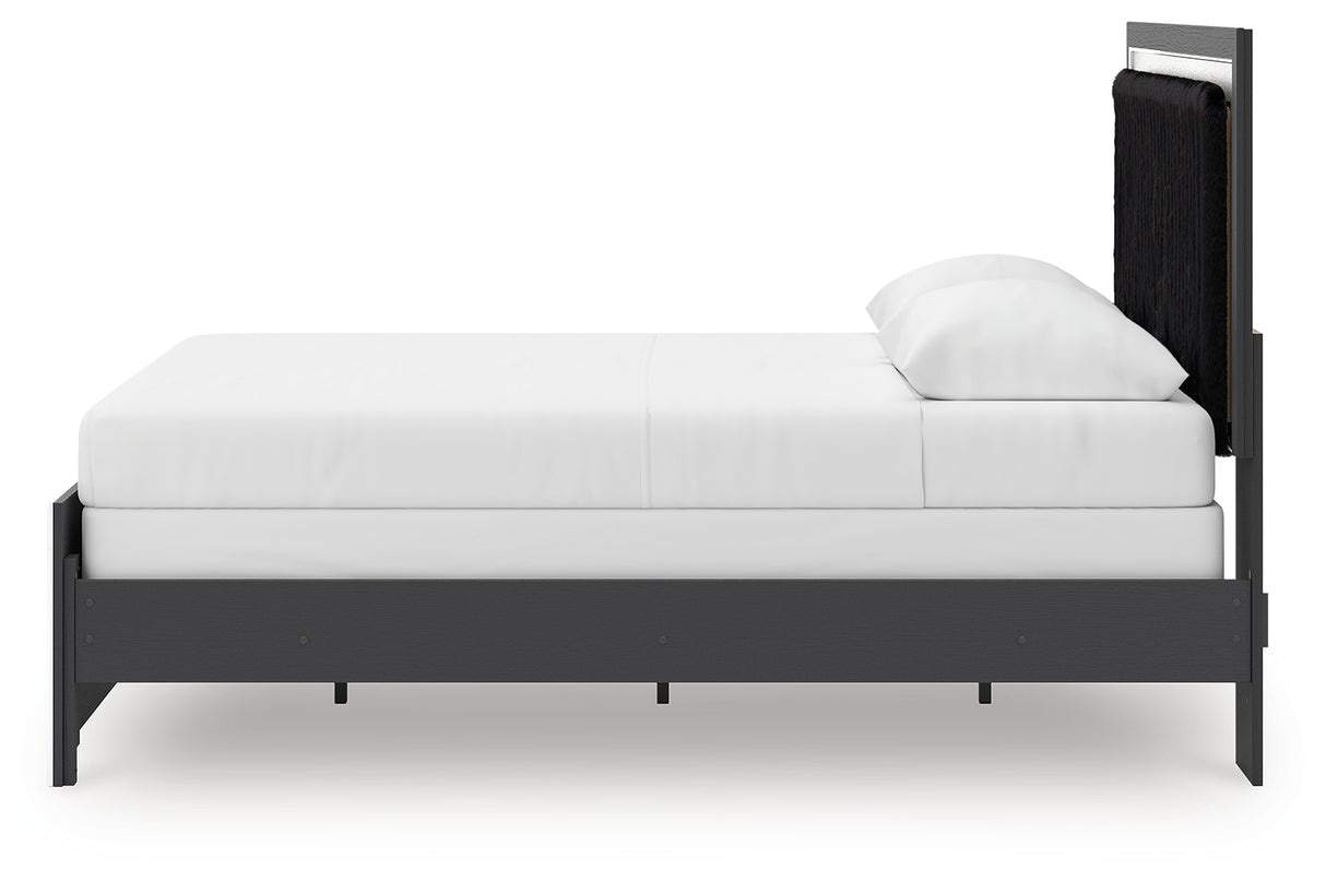 Zuraleus Black Queen Upholstered Panel Bed from Ashley Furniture - Luna Furniture