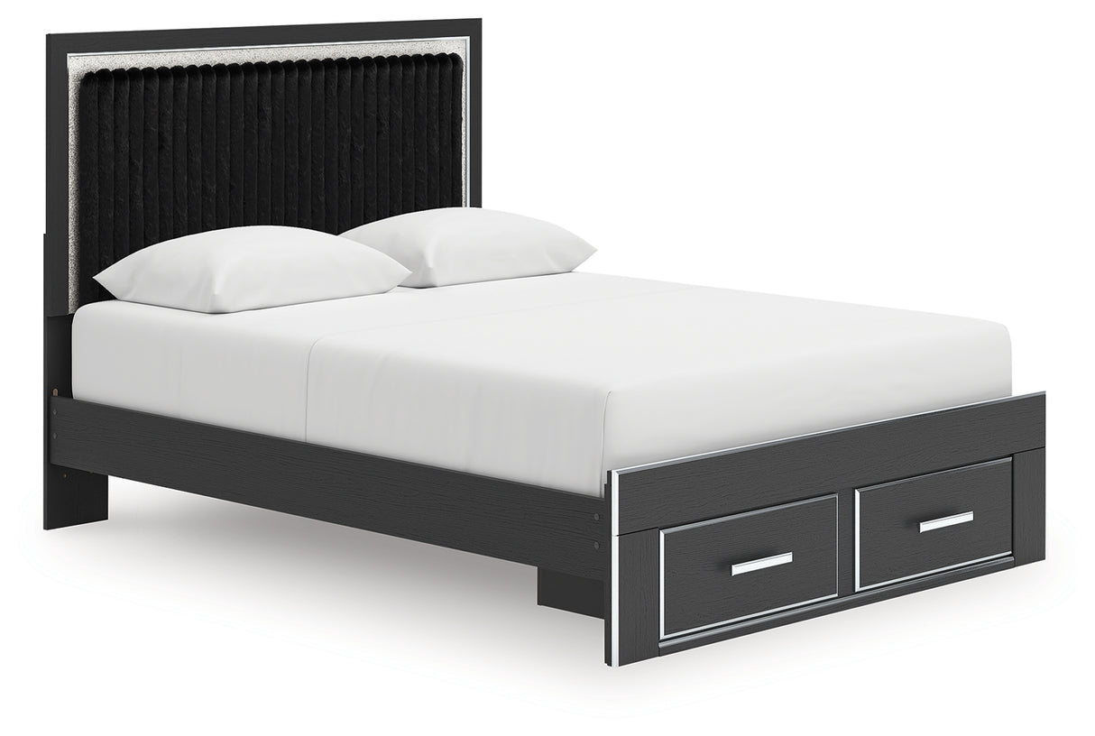 Zuraleus Black Queen Upholstered Panel Storage Bed from Ashley - Luna Furniture