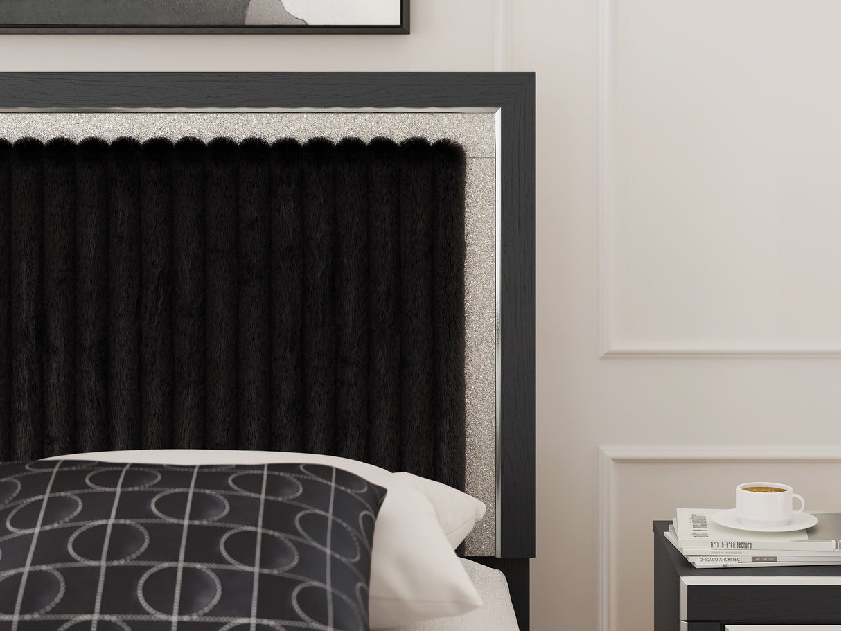 Zuraleus Black Queen Upholstered Platform Bed from Ashley Furniture - Luna Furniture