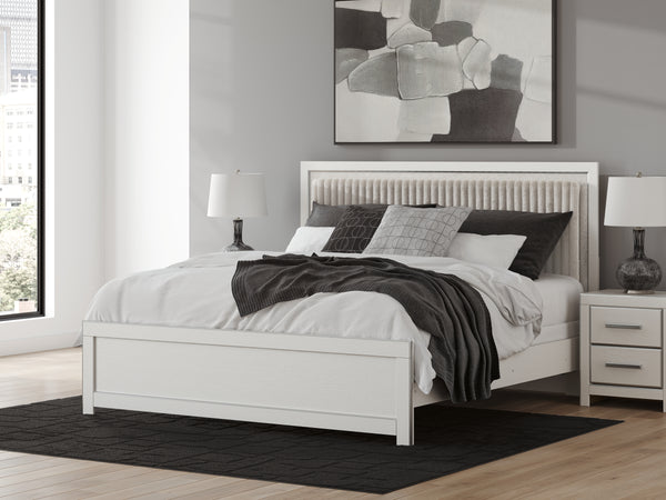 Zuraleus White King Upholstered Panel Bed