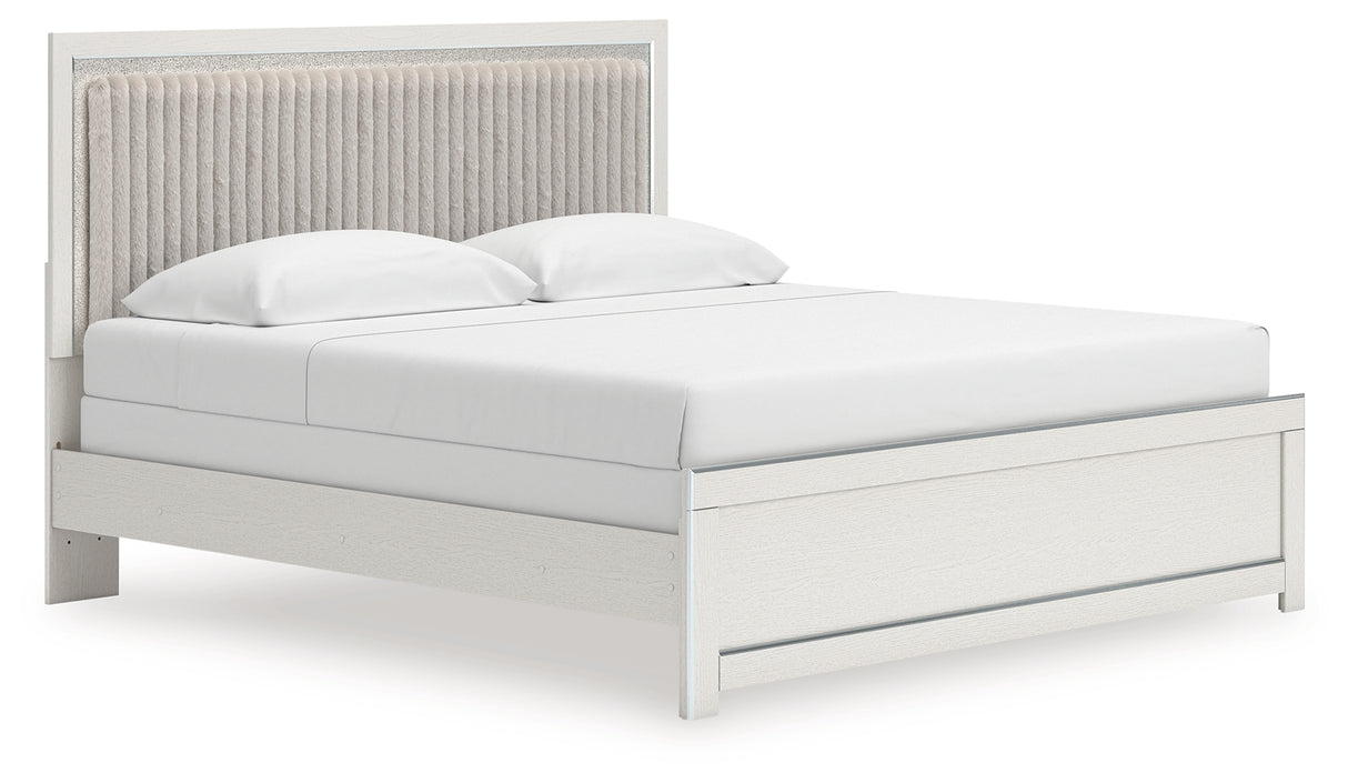Zuraleus White King Upholstered Panel Bed from Ashley Furniture - Luna Furniture
