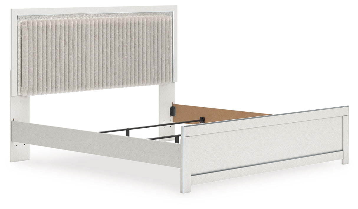 Zuraleus White King Upholstered Panel Bed from Ashley Furniture - Luna Furniture