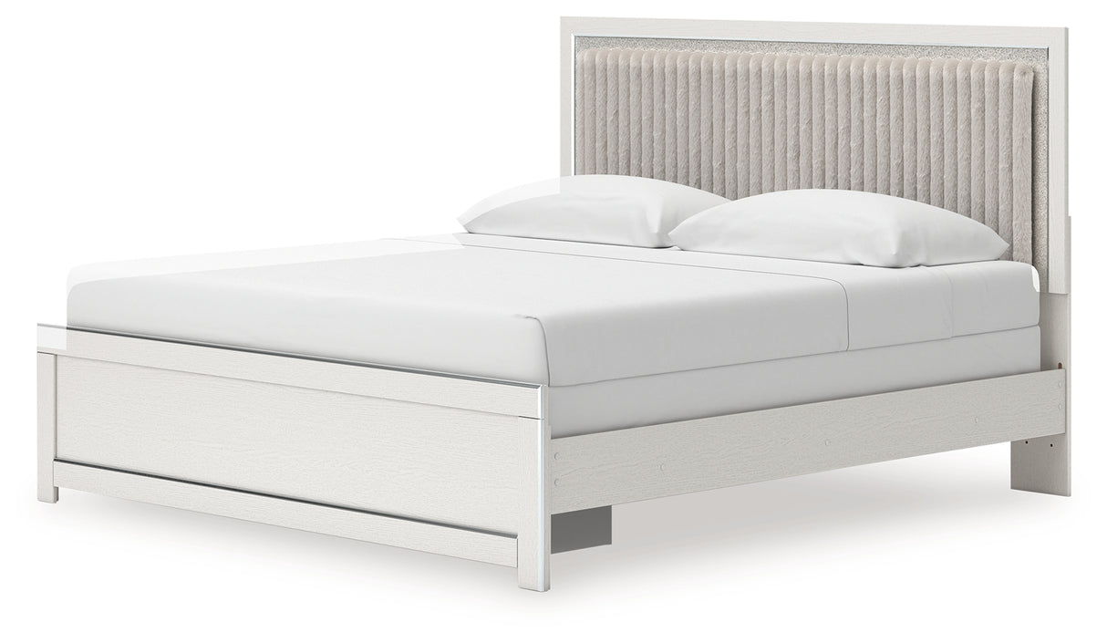 Zuraleus White King Upholstered Panel Bed from Ashley Furniture - Luna Furniture