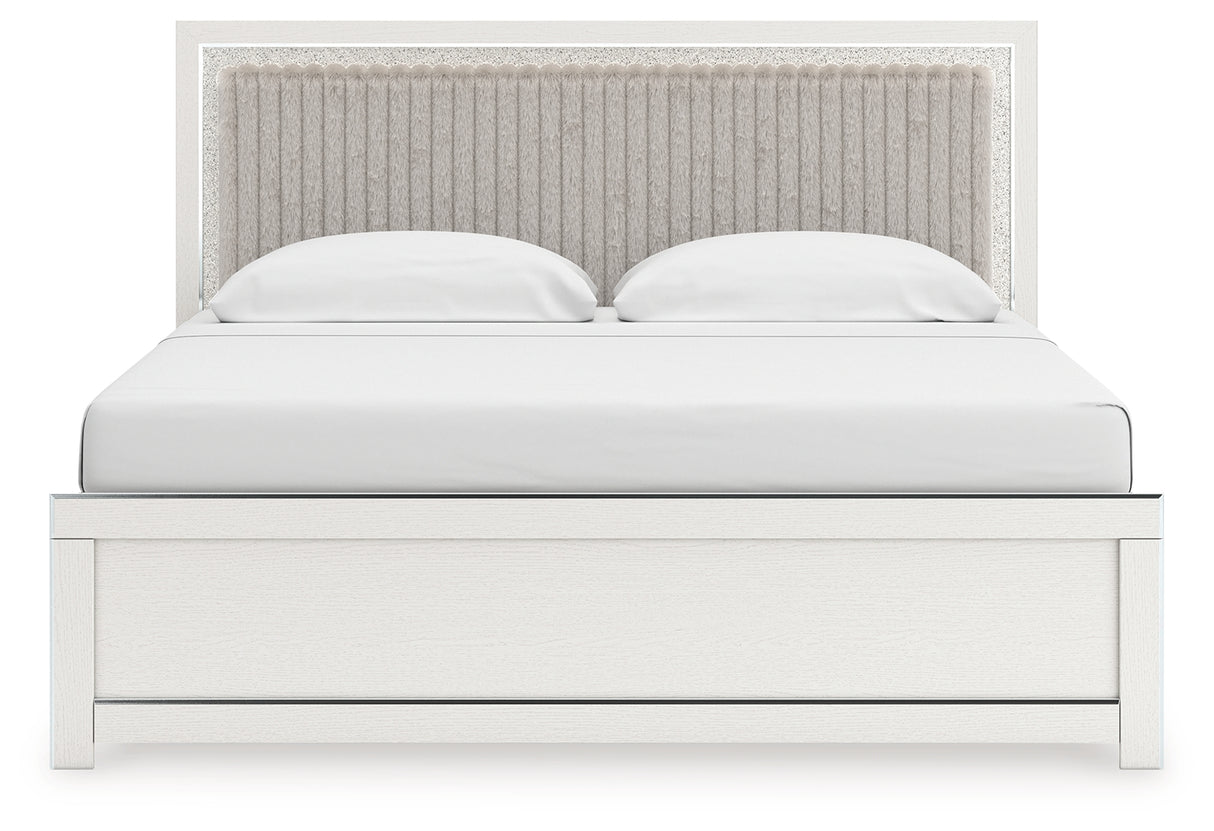 Zuraleus White King Upholstered Panel Bed from Ashley Furniture - Luna Furniture