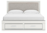 Zuraleus White King Upholstered Panel Storage Bed from Ashley Furniture - Luna Furniture