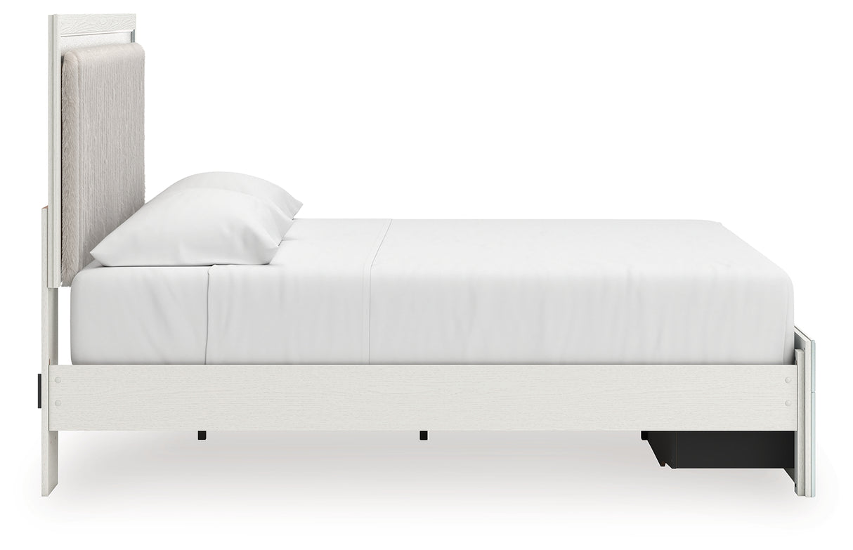 Zuraleus White King Upholstered Panel Storage Bed from Ashley Furniture - Luna Furniture