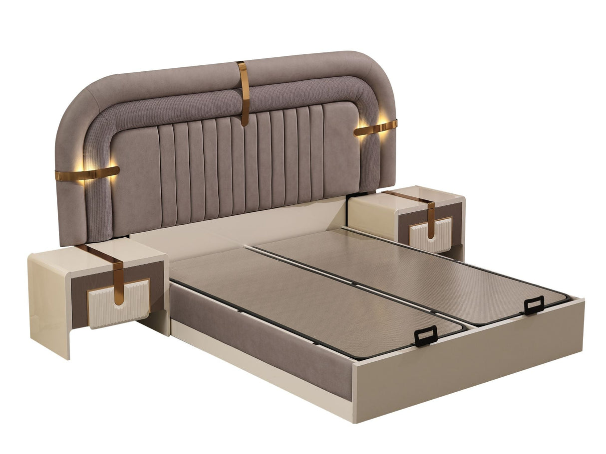 Zurich Bedroom (Queen Frame With Headboard & Dresser With Mirror & 2 Nightstand) from Furnia - Luna Furniture