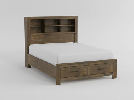 Sullivan Brown Queen Bookcase Storage Platform Bed from Homelegance - Luna Furniture